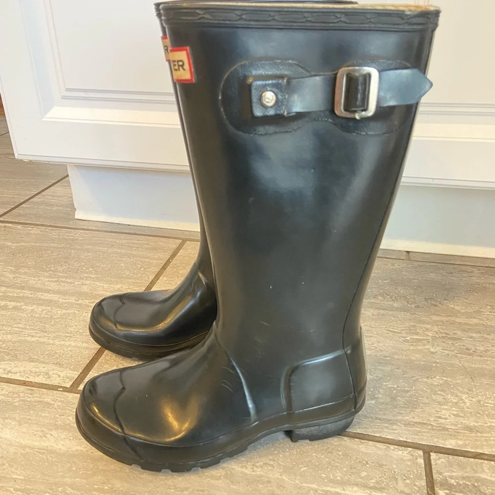 Hunter Classic Black Waterproof rain Boots girls size 1